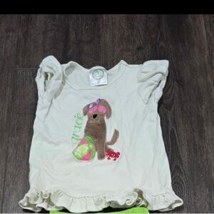 Blanke Boutique Girls 4T Beach Dog Ruffle Top Appliqué with Gracie embroidered